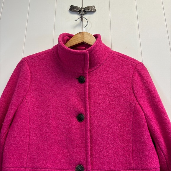 Lands End Women Preppy Academia Wool Blend Pea Coat Size 10 Pink Winter Cozy - Picture 8 of 9